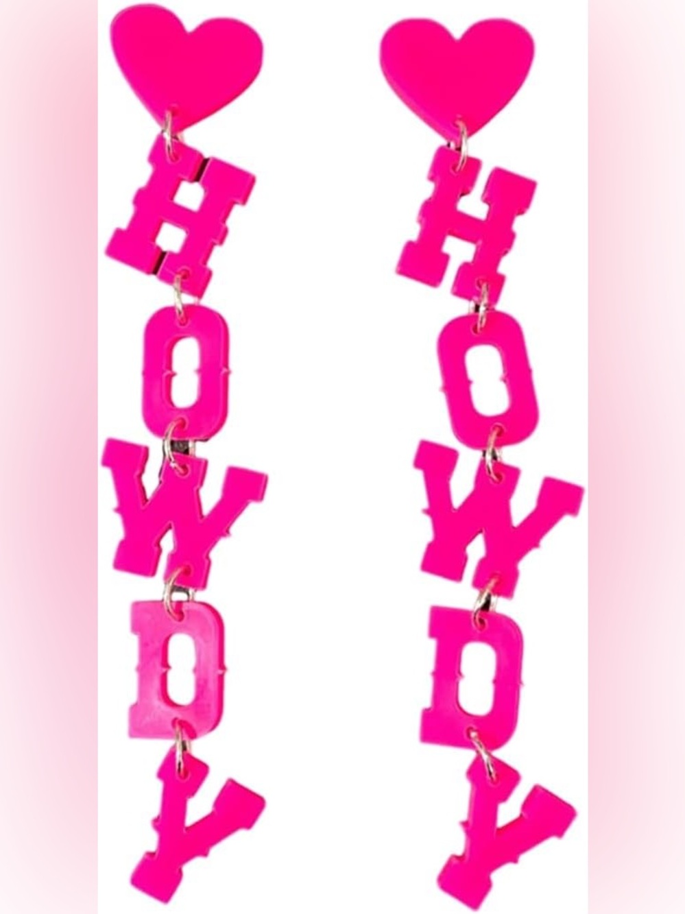 Western Disco and Cowgirl Chic Hot Pink Howdy Statement Letter Earrings - New!